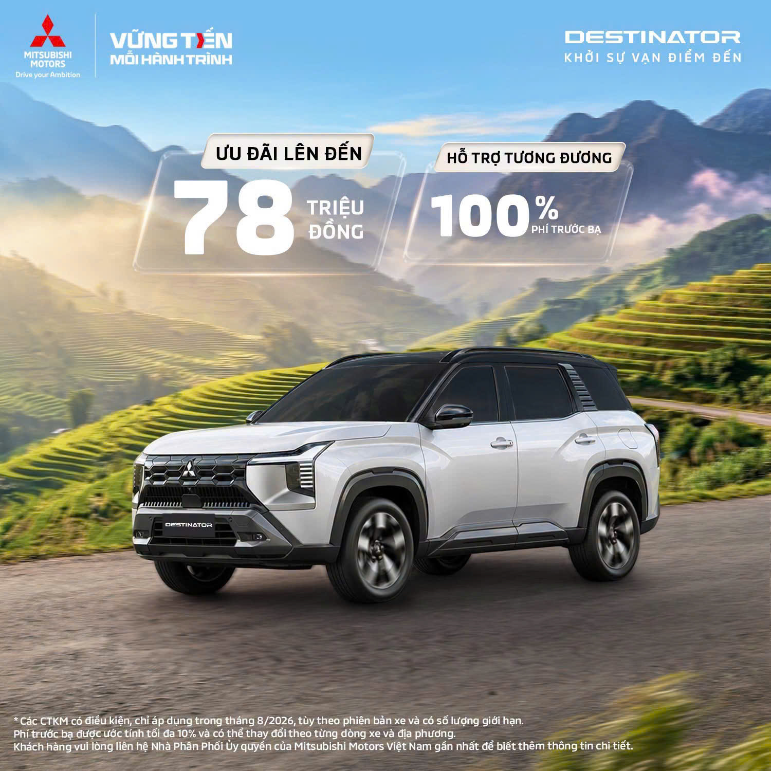 bảng giá và chương trình khuyến mãi Mitsubishi Destinator